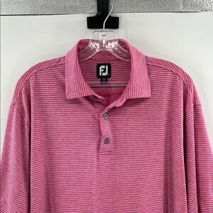 FJ FootJoy Men's Short Sleeve Performance Golf Polo - Blue/Heather Red - XL